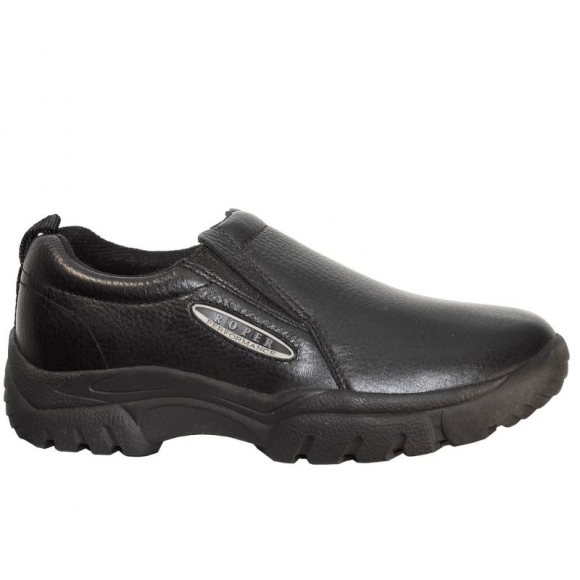 ROPER | MEN'S PERFORMANCE SLIP ON SMOOTH BLACK TUMBLED LEATHER-BLACK