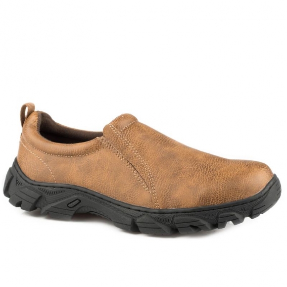 ROPER | MEN'S PERFORMANCE SLIP ON TAN TUMBLED FAUX LEATHER-TAN