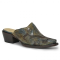 ROPER | WOMEN'S RUSTIC TURQUOISE BROWN LEATHER MULE WITH EMBROIDERY-BROWN