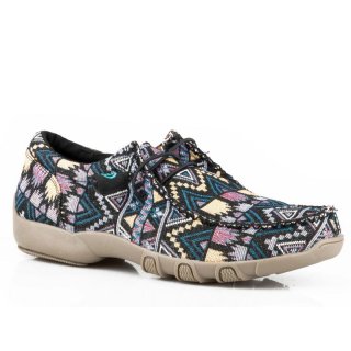 ROPER | WOMEN'S BLUE AZTEC CANVAS CHUKKA WITH TWO EYELETS ELASTIC LACES-BLUE