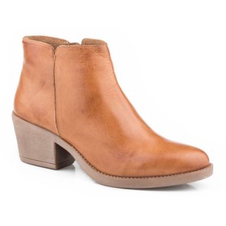 ROPER | WOMEN'S ROUND TOE TAN BURNISHED LEATHER SHORTY-TAN