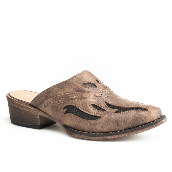 ROPER | WOMEN'S SNIP TOE COGNAC OPEN BACK MULE-BROWN