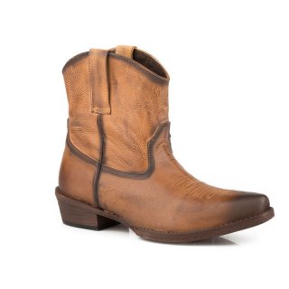 ROPER | WOMEN'S TAN BURNISHED LEATHER SHORTY-TAN