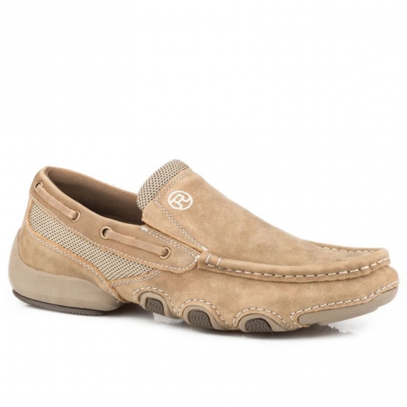 ROPER | MEN'S TAN VINTAGE LEATHER BOAT SHOE WITH LEATHER WRAPPED SOLE-TAN