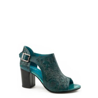 ROPER | WOMEN'S BURNISHED TURQUOISE FLORAL TOOLED LEATHER-BLUE