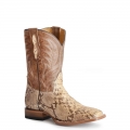 ROPER | MEN'S NATURAL TAN BACKCUT PYTHON VAMP SQUARE TOE BOOT WITH TAN SHAFT-TAN