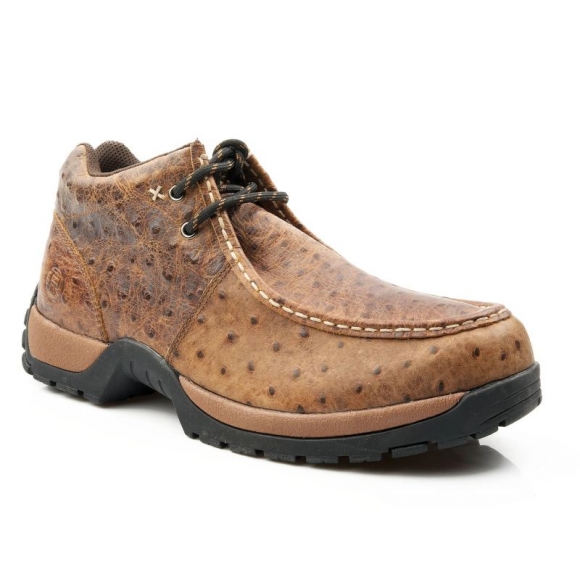 ROPER | MEN'S PERFORMANCE LITE SOLE 2 EYELET CHUKKA ANKLE BOOT BROWN LEATHER EMBOSSED OSTRICH-BROWN