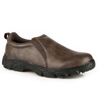 ROPER | MEN'S PERFORMANCE SLIP ON BROWN TUMBLED FAUX LEATHER-BROWN