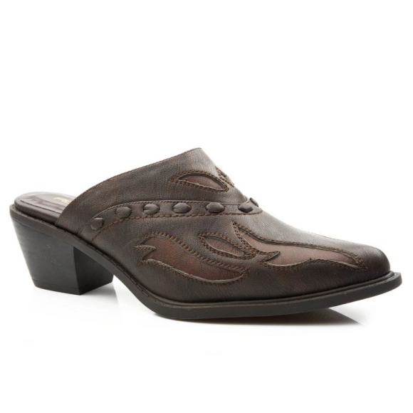 ROPER | WOMEN'S FASHION MULE BROWN FAUX LEATHER WITH UNDERLAY-BROWN