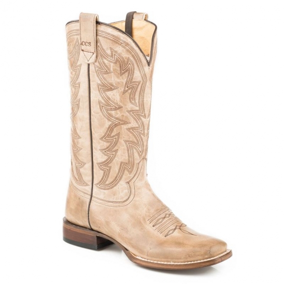 ROPER | WOMEN'S CONCEALED CARRY LEATHER COWBOY BOOT WAXY TAN WITH TRADITIONAL EMBROIDERY ON UPPER-TAN