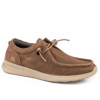 ROPER | MEN'S COGNAC CANVAS CHUKKA WITH TWO EYELETS ELASTIC LACES-BROWN