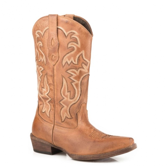 ROPER | WOMEN'S TAN BURNISHED LEATHER VAMP SHAFT FASHION BOOT-TAN