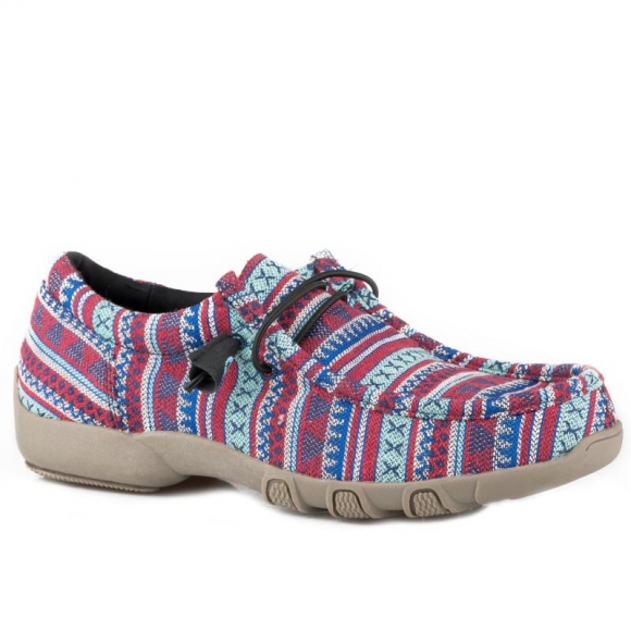 ROPER | WOMEN'S BLUE AZTEC CANVAS CHUKKA WITH ELASTIC LACES-BLUE