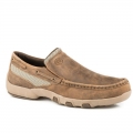 ROPER | MEN'S DRIVING MOC SLIP ON TWIN GORE BOAT SHOE BROWN VINTAGE LEATHER-BROWN