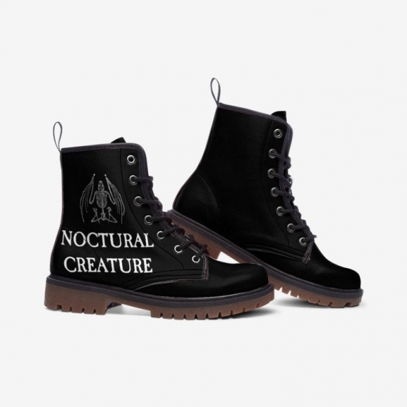 Women's Noctural Creature Black Unisex Combat Boots Goth Vegan | Canada