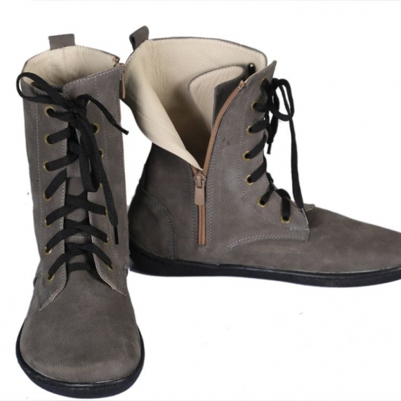 Men's BOOT GRAY Nubuck Leather Handmade Barefoot Grounding | Canada