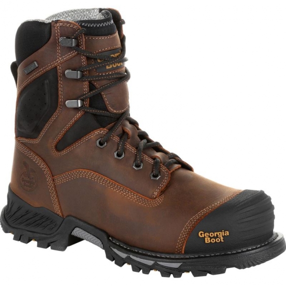 Georgia | Men's Rumbler 8inch Composite Toe Waterproof Work-Black And Brown