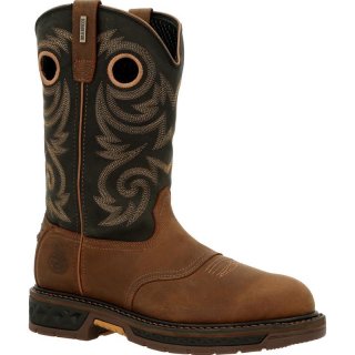 Georgia | Men's Carbo-Tec LT Waterproof Pull-On Work-Black And Brown