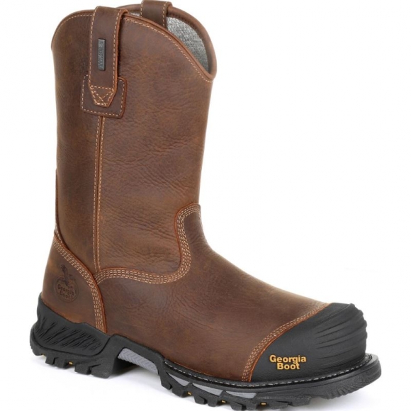 Georgia | Men's Rumbler Composite Toe Insulated Waterproof Work-Black And Brown