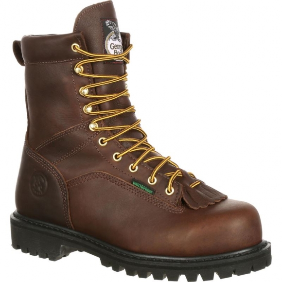 Georgia | Men's Lace-to-Toe Steel Toe Waterproof Work-Chocolate