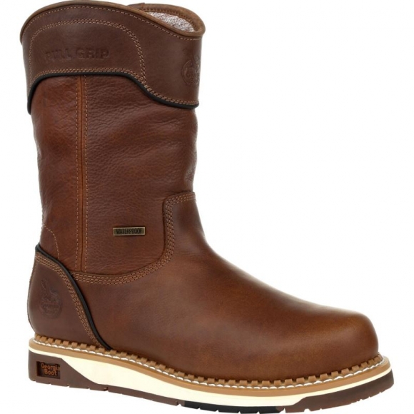 Georgia | Men's AMP LT Wedge Waterproof Pull On Work-Brown