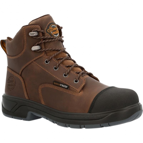 Georgia | Men's Brewmaster Composite Toe Waterproof Work-Black And Brown