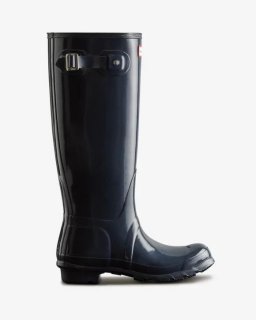 Hunter | Women's Original Tall Gloss Rain Boots-Navy | Canada Outlet