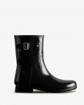 Hunter | Women's Refined Slim Fit Short Gloss Rain Boot-Black | Canada Outlet