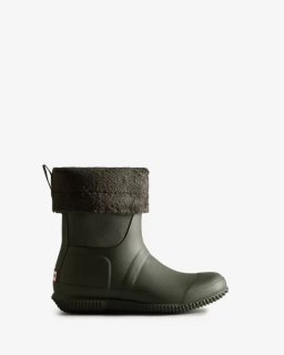 Hunter | Women's Insulated Roll Top Vegan Shearling Boots-Dark Olive | Canada Outlet