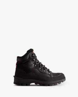 Hunter | Men's Explorer Insulated Lace-Up Leather Commando Boots-Black | Canada Outlet