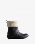 Hunter | Women's Insulated Roll Top Vegan Shearling Boots-Hunter Navy | Canada Outlet