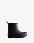 Hunter | Men's Play Vegan Shearling Insulated Short Rain Boots-Black | Canada Outlet