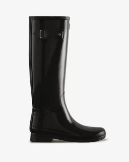 Hunter | Women's Refined Slim Fit Tall Gloss Rain Boots-Black | Canada Outlet