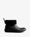 Hunter | Men's Insulated Roll Top Vegan Shearling Boots-Black | Canada Outlet