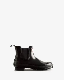 Hunter | Women's Original Gloss Chelsea Boots-Black | Canada Outlet