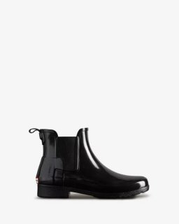 Hunter | Women's Refined Gloss Slim Fit Chelsea Boot-Black | Canada Outlet