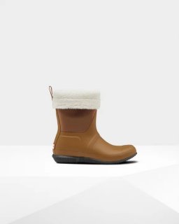 Hunter | Women's Insulated Roll Top Vegan Shearling Boots-Thicket Brown | Canada Outlet