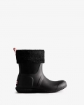 Hunter | Women's Insulated Roll Top Vegan Shearling Boots-Black | Canada Outlet