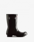 Hunter | Women's Original Short Gloss Rain Boots-Black | Canada Outlet