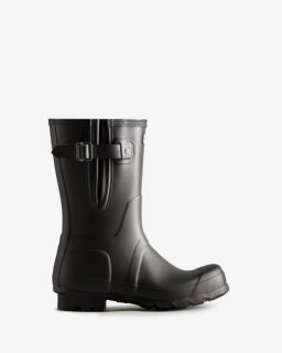 Hunter | Men's Short Side Adjustable Rain Boots-Black | Canada Outlet