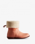 Hunter | Women's Insulated Roll Top Vegan Shearling Boots-Rough Pink/Muted Berry | Canada Outlet