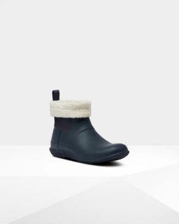 Hunter | Men's Insulated Roll Top Vegan Shearling Boots-Hunter Navy | Canada Outlet