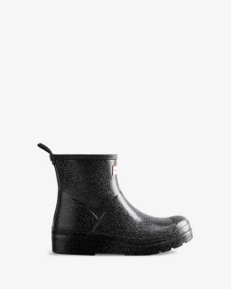 Hunter | Women's Play Short Starcloud Glitter Rain Boots-Black | Canada Outlet