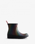 Hunter | Women's Play Short Rainbow Logo Print Rain Boots-Hunter Logo Rainbow Xray Navy | Canada Outlet