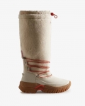 Hunter | Women's Wanderer Vegan Shearling Insulated Tall Snow Boots-White Willow/Gum | Canada Outlet