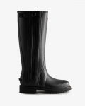 Hunter | Women's Balmoral Commando Rubber Zip Tall Rain Boots-Black | Canada Outlet