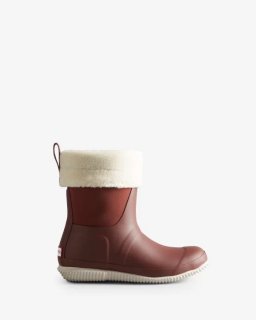 Hunter | Women's Insulated Roll Top Vegan Shearling Boots-Muted Berry/White Willow | Canada Outlet