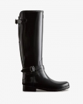 Hunter | Women's Refined Slim Fit Adjustable Tall Gloss Rain Boots-Black | Canada Outlet