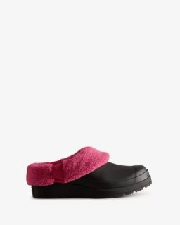 Hunter | Women's Play Vegan Shearling Insulated Clogs-Black/Prismatic Pink | Canada Outlet