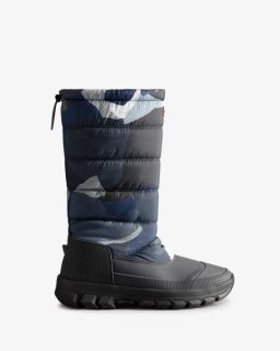 Hunter | Men's Insulated Tall Snow Boots-Glacial Cliff Black Ice Print | Canada Outlet